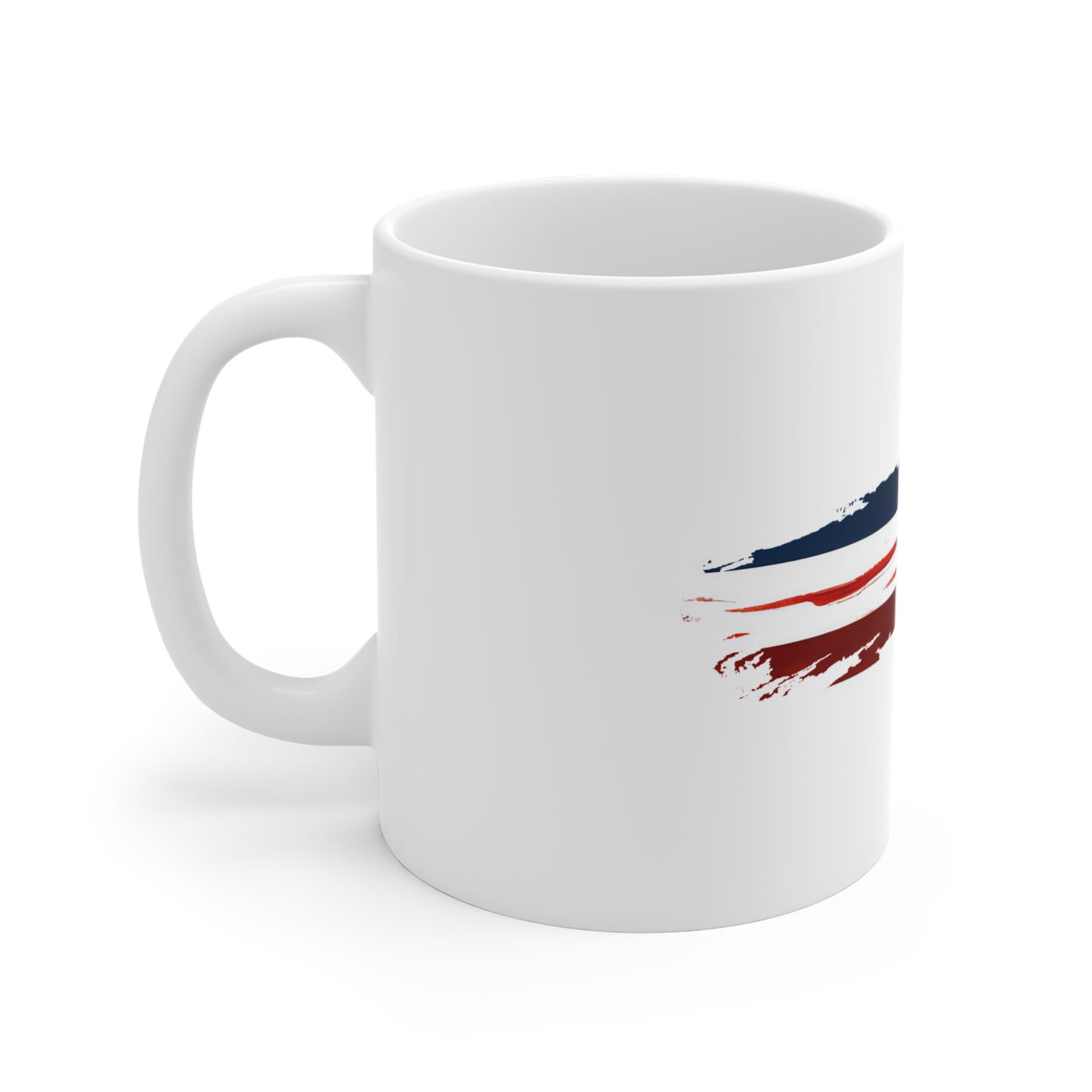 Minimal Red Stripe American Flag Mug – Clean USA Brush Stroke Coffee Cup – Modern Patriotic Design Mug 11oz
