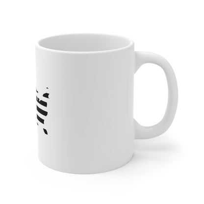 USA Map American Flag Coffee Mug – Black & White United States Flag Mug – Patriotic USA Silhouette Design Cup – Modern Freedom Gift Mug Mug 11oz