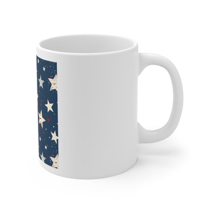 Distressed Starfield Coffee Mug – Vintage Patriotic Star Mug – Navy Americana Grunge Pattern Cup – Retro USA Star Design Mug Patriotic Star Pattern 11oz Coffee Mug — Navy Americana Stars Design...