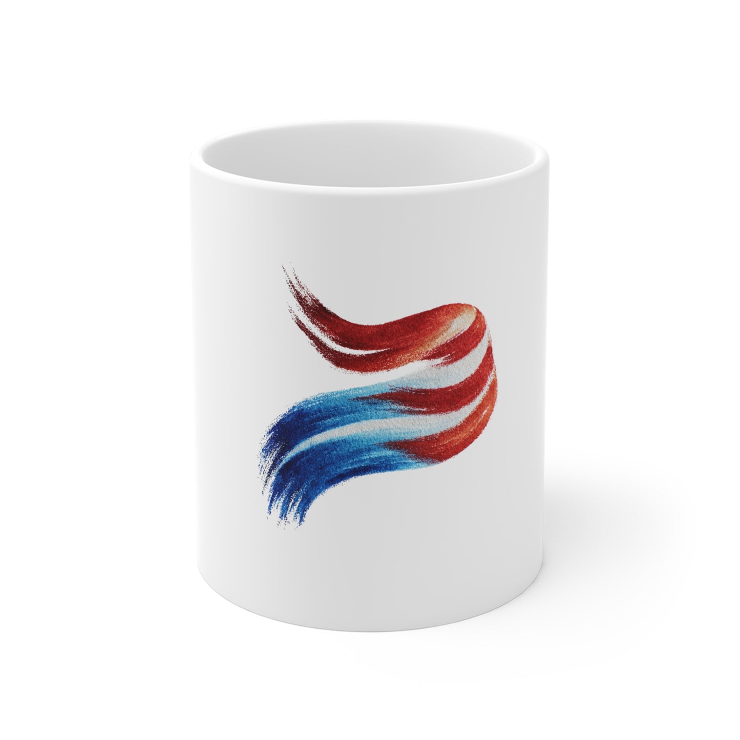 Patriotic Brushstroke Mug – Red White Blue 11oz Ceramic