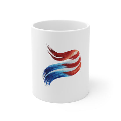 Patriotic Brushstroke Mug – Red White Blue 11oz Ceramic