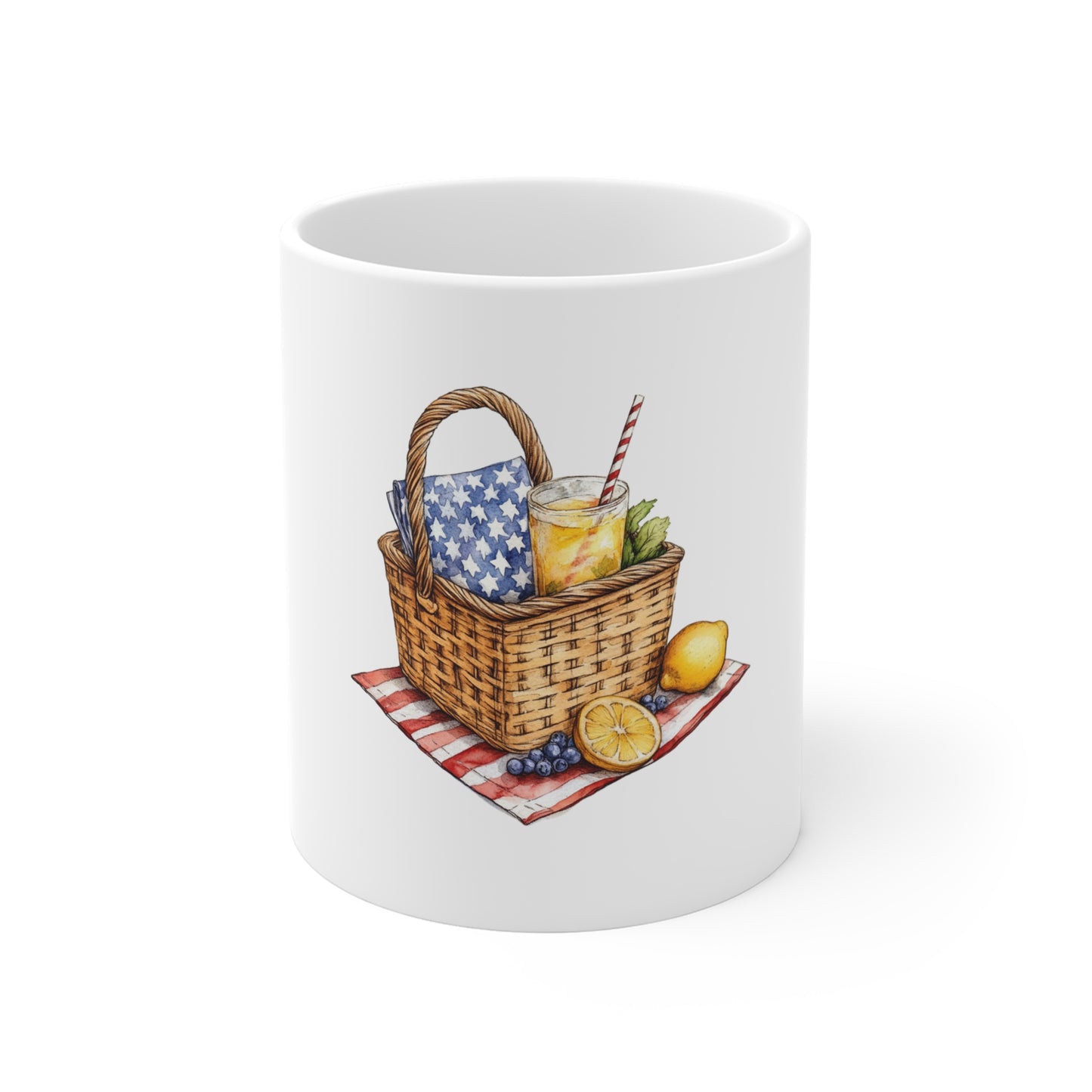 Picnic Basket Lemonade Mug — Summer Picnic Coffee Cup (11 oz)