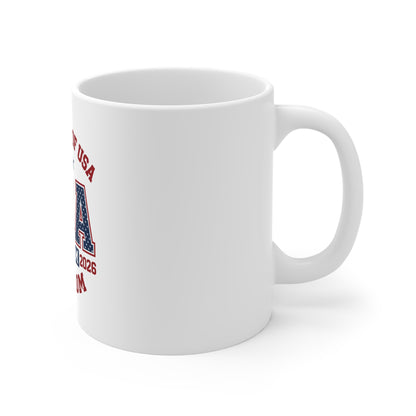 USA 250 Years of Freedom Coffee Mug – 1776–2026 Patriotic Varsity Mug – Red White Blue Americana Cup – Bold Independence Gift Mug 11oz