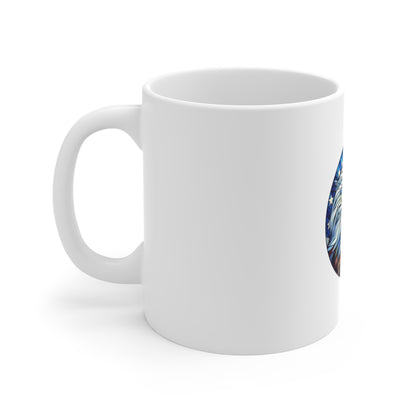 Stained Glass Eagle Coffee Mug – Patriotic Bald Eagle Mug – American Flag Art Cup – USA Freedom Gift Mug Mug 11oz