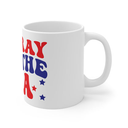 Hooray for the USA Coffee Mug – Retro Patriotic Typography Mug – 4th of July Americana Cup – Bold USA Celebration Mug Patriotic "Hooray for the USA" 11oz Mug