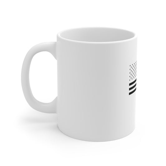 Blacked-Out American Flag Coffee Mug – Stealth USA Flag Mug – Minimalist Patriotic Black Flag Cup – Tactical Style Americana Gift Mug 11oz