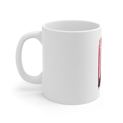 American Flag Motorcycle Mug — 11oz Patriotic Racing Bike Coffee Cup