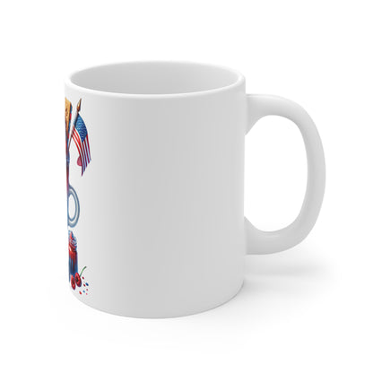 Patriotic Ice Cream Milkshake Coffee Mug – 4th of July Candy Mug – Red White Blue Sweet Treat Cup – Americana Dessert Mug – Festive Gift Mug Patriotic Red White & Blue Dessert Mug — 11oz American Flag...