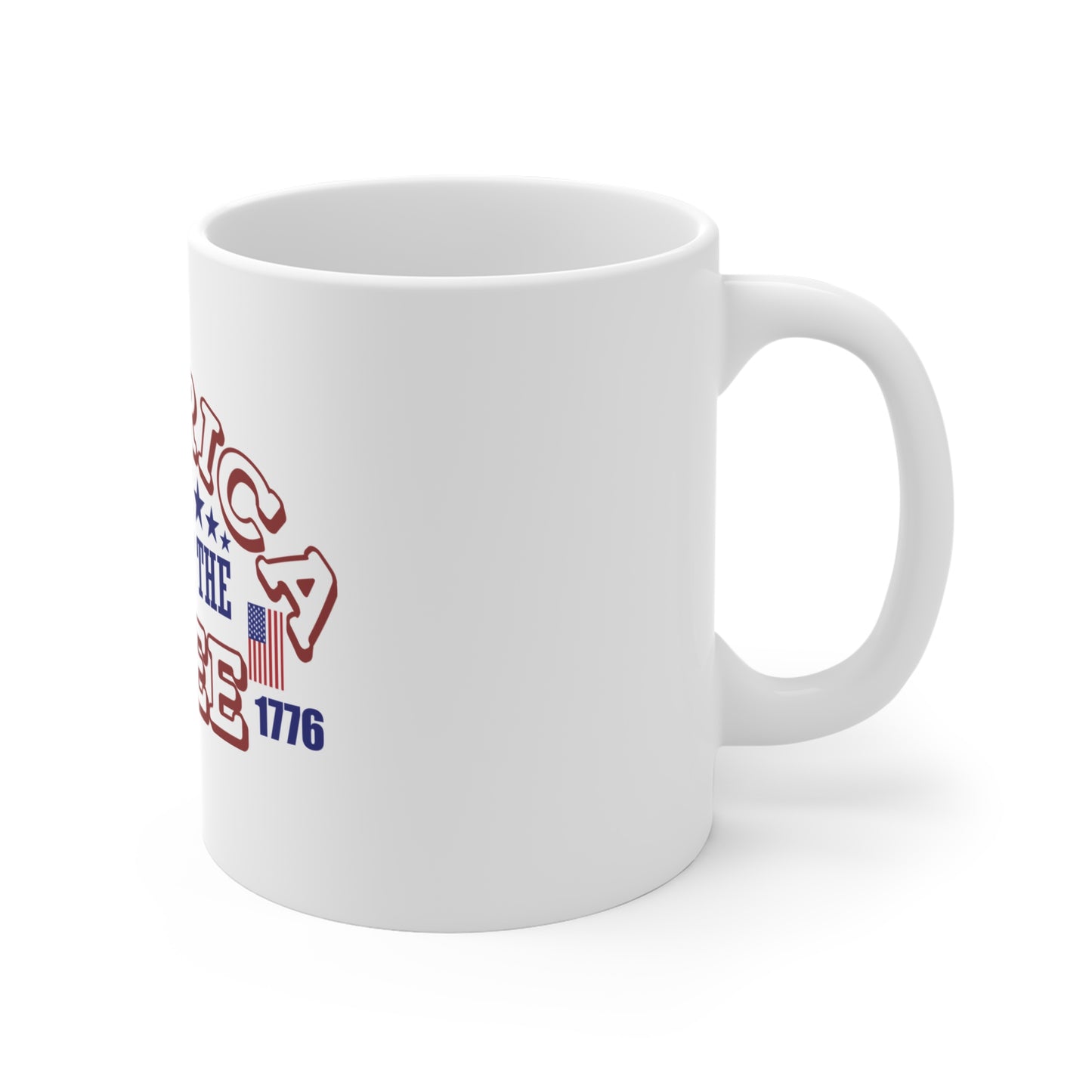 America Land of the Free 11oz Coffee Mug — Patriotic USA Flag Design