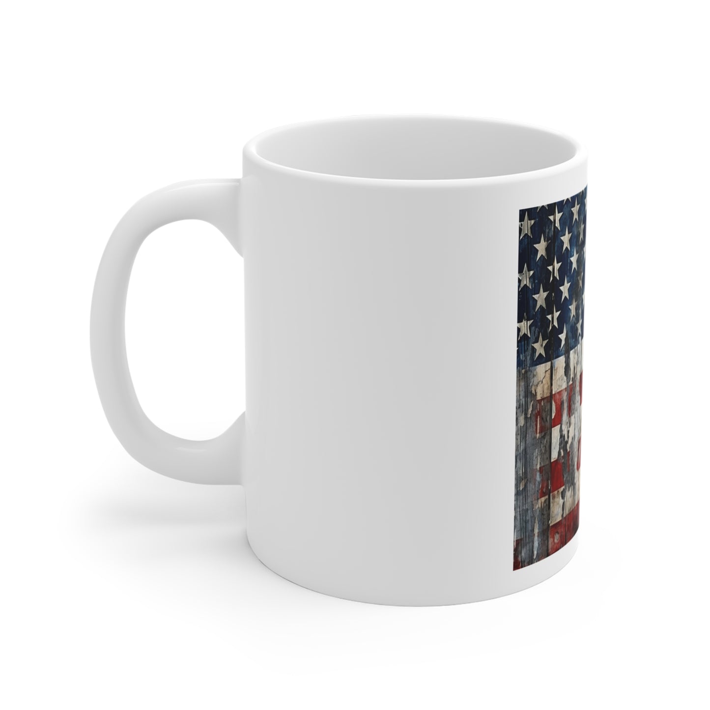 Cracked Paint Barnwood American Flag Coffee Mug – Extreme Distressed USA Flag Mug – Rustic Weathered Wood Patriotic Cup – Vintage Farmhouse Flag Mug Rustic American Flag Mug - 11oz Patriotic Coffee...