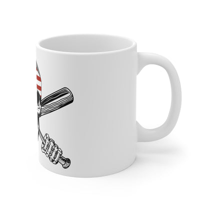 American Flag Baseball Cap Mug – Patriotic Hat Coffee Cup – Minimal USA Pride Design Mug 11oz