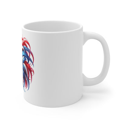 Patriotic Rooster Coffee Mug – Red White Blue Americana Chicken Mug – USA Flag Feather Farmhouse Cup – Bold Freedom Gift Mug 11oz