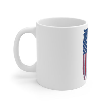 Distressed American Flag Coffee Mug – Vintage USA Flag Mug – Retro Patriotic Flag Cup – Red White Blue Classic Mug Mug 11oz