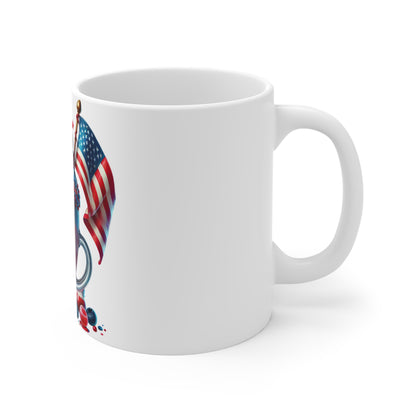 Patriotic Donut Milkshake Coffee Mug – 4th of July Dessert Mug – Red White Blue Drip Cup – Americana Sweet Treat Mug – Festive Gift Mug Patriotic Red White & Blue Milkshake Mug - 11oz Fourth of July...