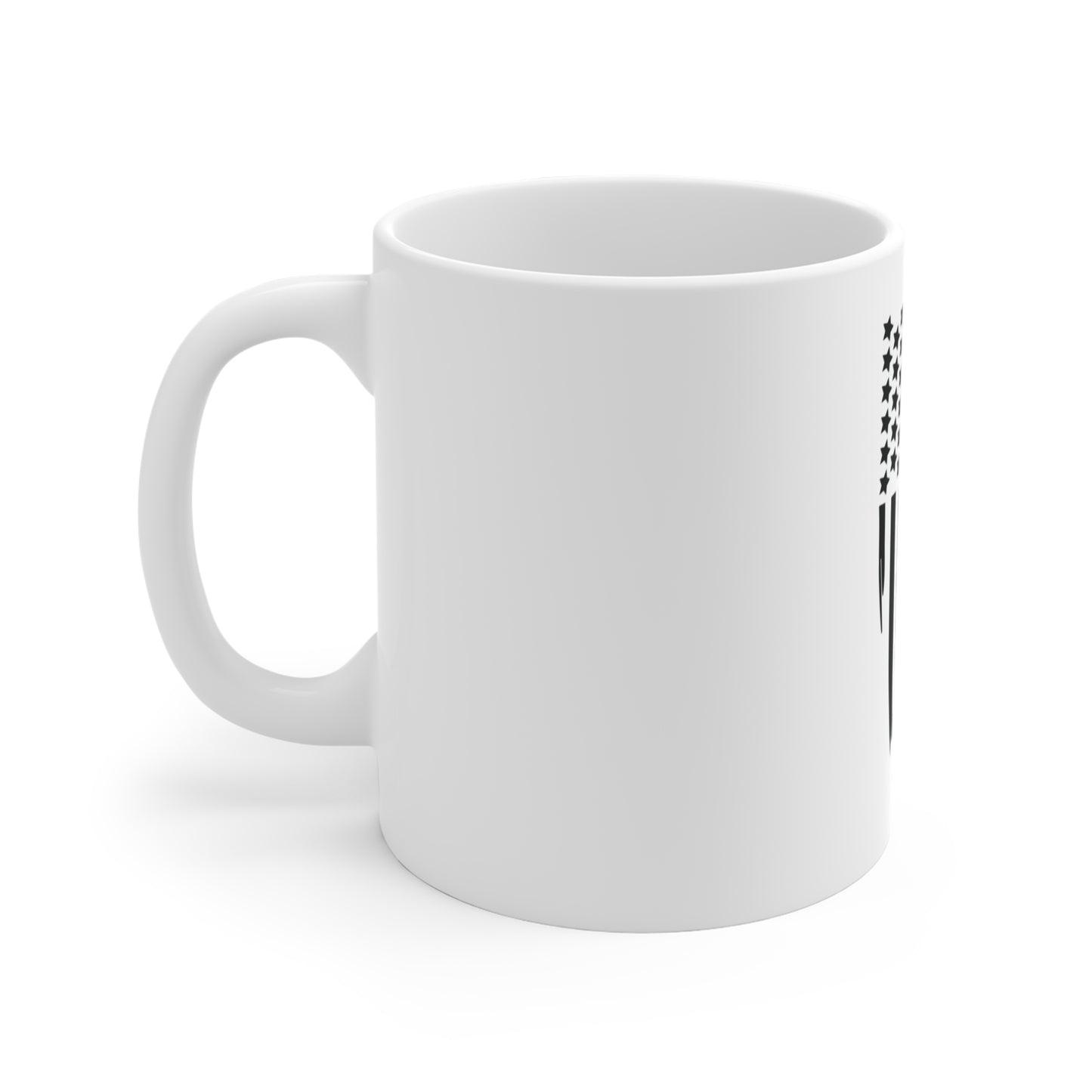 Black Vertical Distressed American Flag Coffee Mug – Split Stripe USA Flag Mug – Stealth Patriotic Cup – Modern Americana Gift Mug 11oz