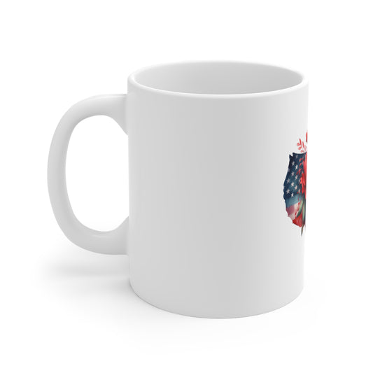 Floral USA Map Mug – Patriotic Rose 11oz Coffee Cup