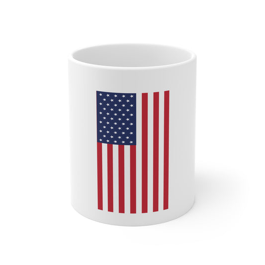 Vertical American Flag Coffee Mug – Classic USA Flag Mug – Patriotic Red White Blue Cup – Bold Americana Gift Mug Mug 11oz