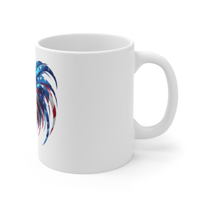 Patriotic Rooster Coffee Mug – American Flag Chicken Mug – Red White Blue Rooster Cup – Bold USA Farmhouse Gift American Flag Rooster Mug — Patriotic 11oz Coffee Cup