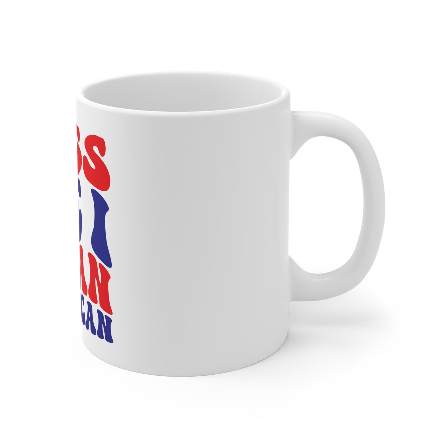 Kiss Me I’m an American Coffee Mug – Funny Patriotic Mug – Retro 4th of July Mug – Bold Americana Statement Cup Mug 11oz