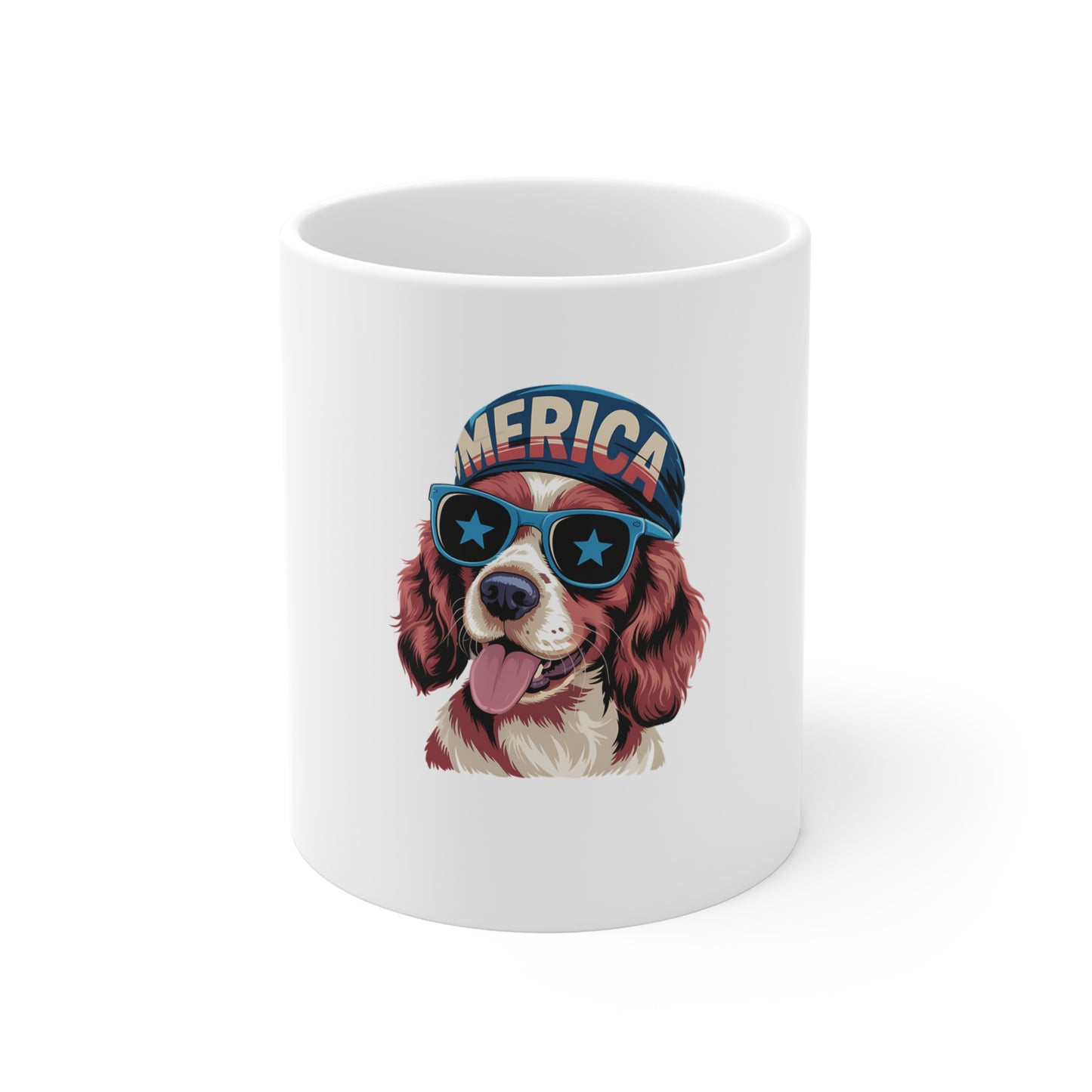 Patriotic Dog Mug — "America" Sunglasses 11oz Coffee Cup