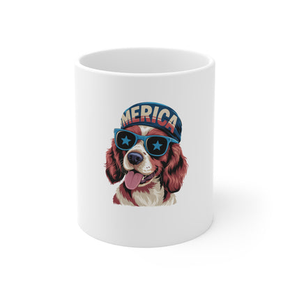 Patriotic Dog Mug — "America" Sunglasses 11oz Coffee Cup