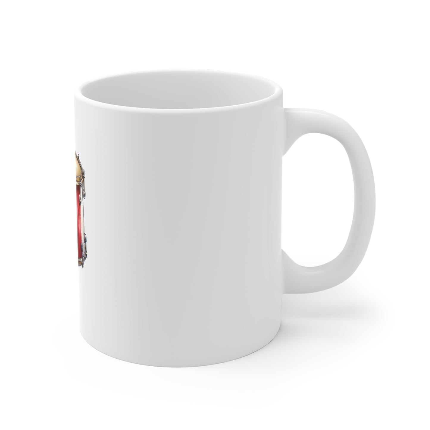 Drum with French Flag 11oz Ceramic Mug — Patriotic Musician Coffee Cup