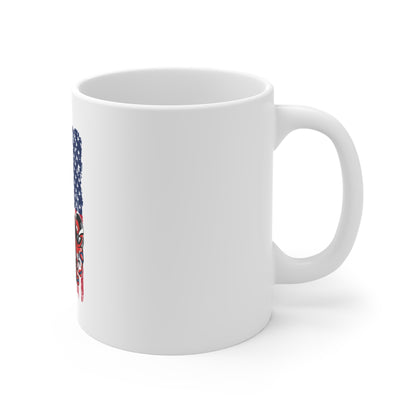 American Flag Motorcycle Mug — 11oz Patriotic Racing Bike Coffee Cup