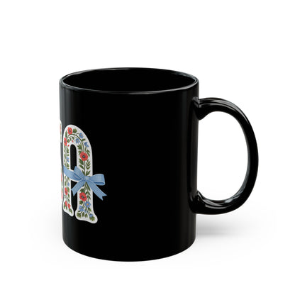 USA Floral Ribbon Mug — Patriotic Floral 11oz/15oz Black Coffee Cup
