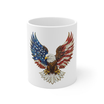 Patriotic Eagle Coffee Mug — American Flag Wings 11oz