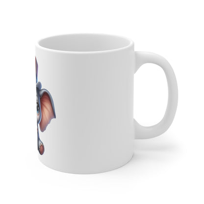 Cute Patriotic Elephant Coffee Mug – Baby Elephant Uncle Sam Hat Mug – Kawaii USA Animal Mug – Red White Blue Gift Cup 11oz