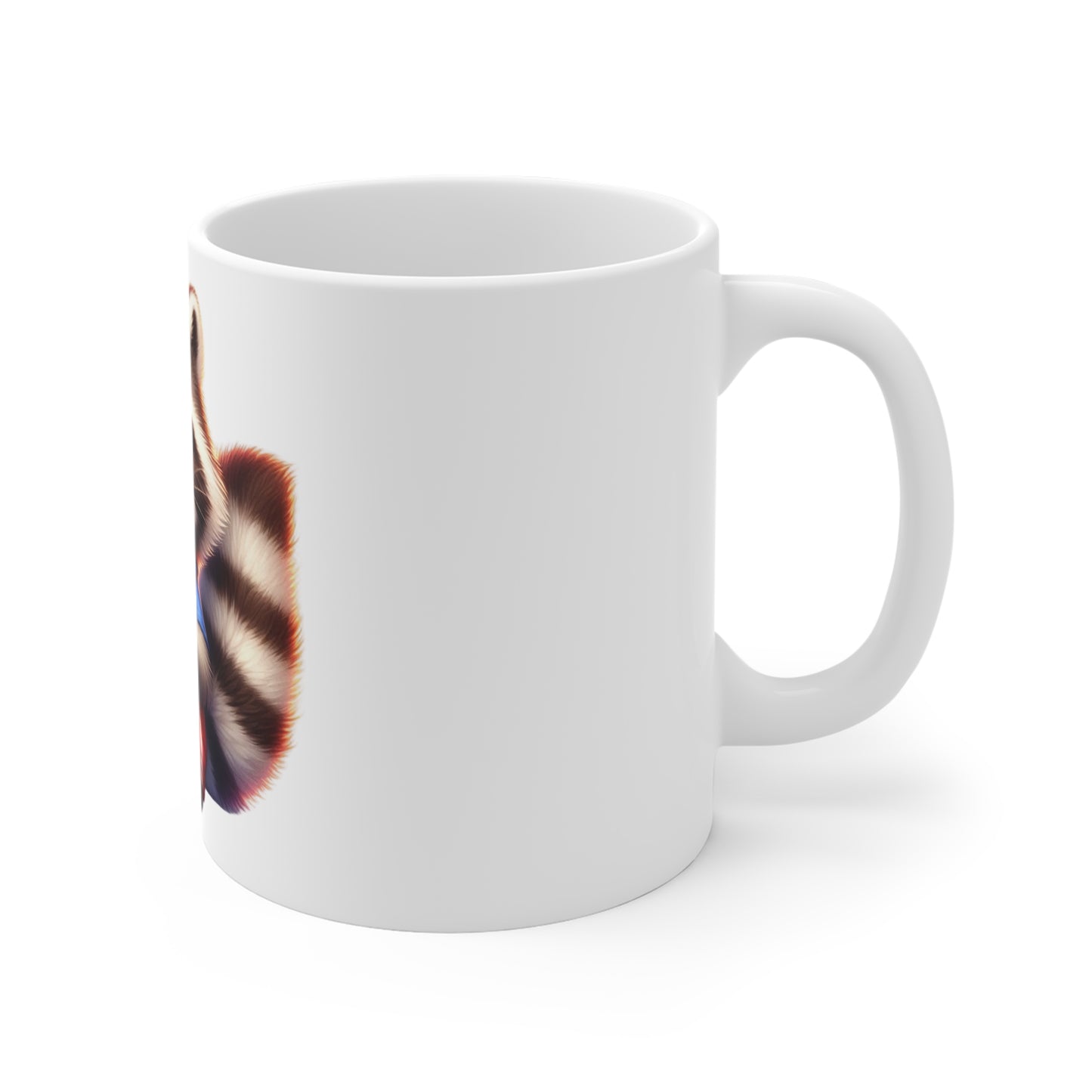 Cute Patriotic Raccoon Coffee Mug – American Flag Raccoon Mug – Red White Blue Animal Cup – Adorable USA Gift Mug 11oz