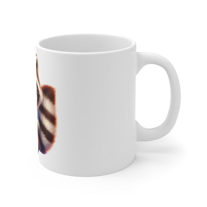 Cute Patriotic Raccoon Coffee Mug – American Flag Raccoon Mug – Red White Blue Animal Cup – Adorable USA Gift Mug 11oz