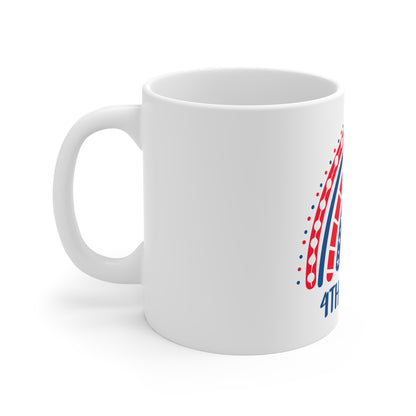 4th of July Coffee Mug – Patriotic Rainbow Stars Design – Red White Blue Independence Day Mug – USA Celebration Cup Mug 11oz