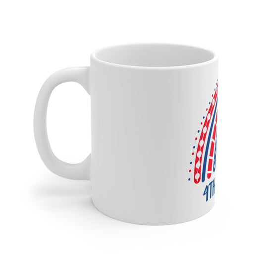 4th of July Coffee Mug – Patriotic Rainbow Stars Design – Red White Blue Independence Day Mug – USA Celebration Cup Mug 11oz