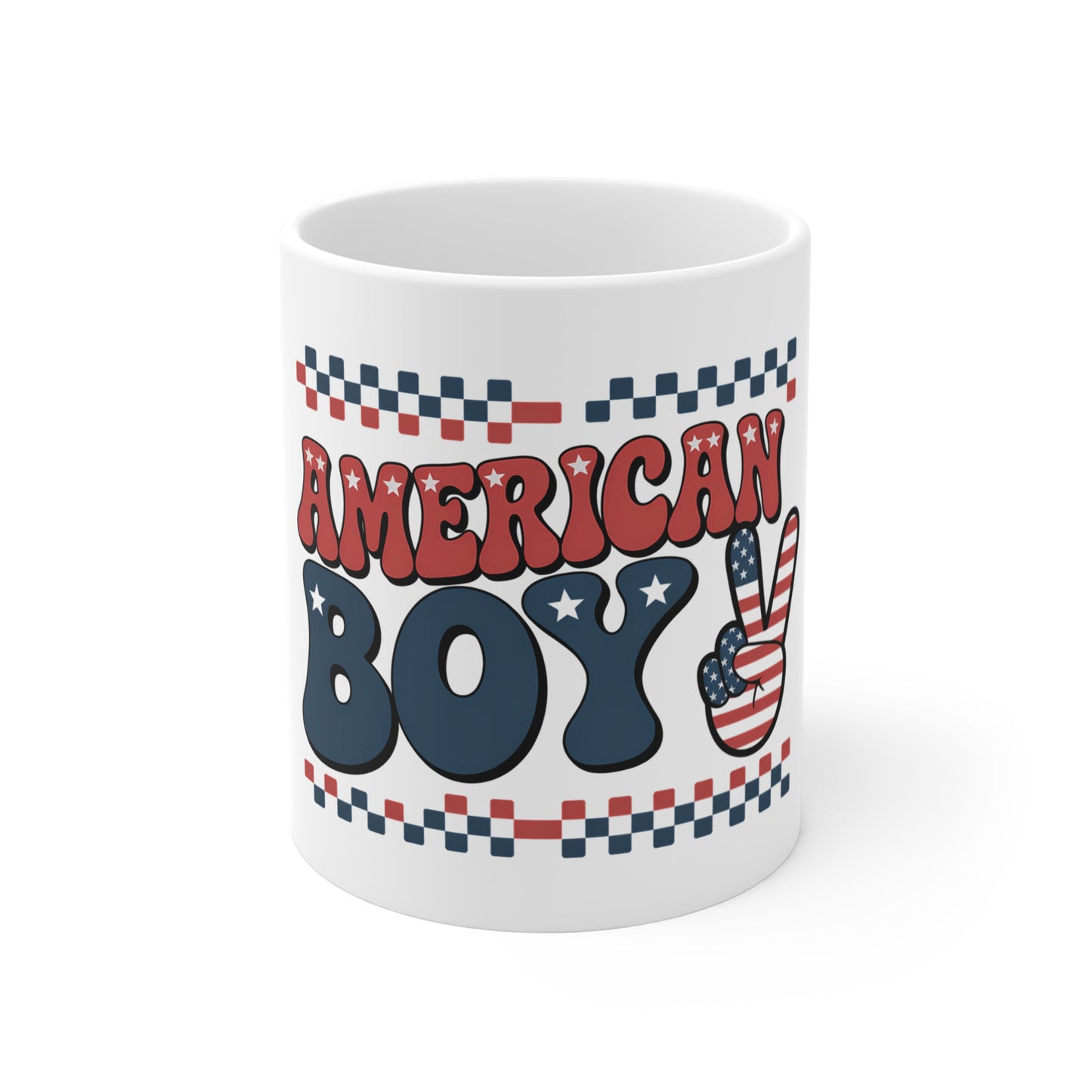 American Boy 11oz Mug — Patriotic USA Stars & Stripes Coffee Cup