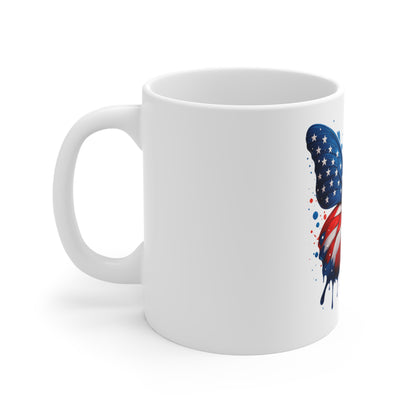 Patriotic Butterfly Coffee Mug - American Flag Wings 11oz