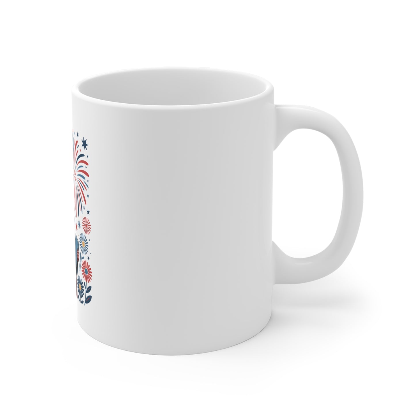 Statue of Liberty Fireworks 11oz Mug — Patriotic Independence Day Coffee Cup