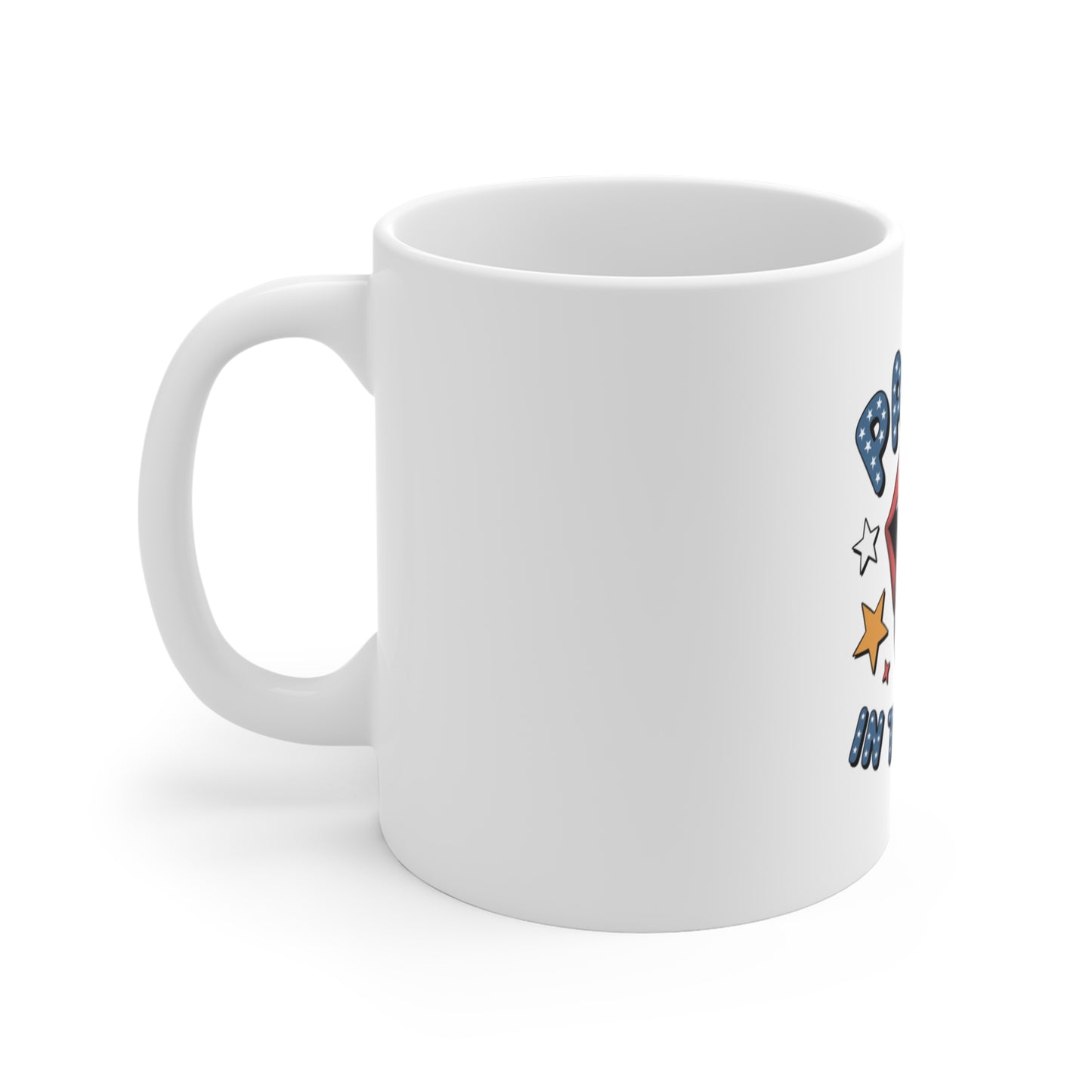 Party in the USA Mug — Patriotic 11oz Coffee Cup with Flag Tongue Design