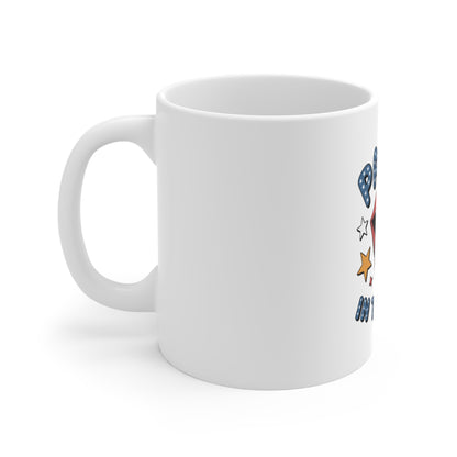 Party in the USA Mug — Patriotic 11oz Coffee Cup with Flag Tongue Design