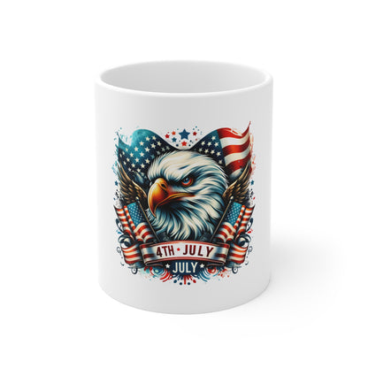 4th of July Eagle Coffee Mug – Patriotic American Flag 11oz