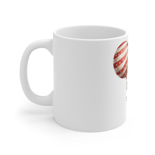 Cute Patriotic Kitten Balloon Mug – 4th of July Cat Coffee Mug – Red White Blue Kawaii Style Mug – Adorable Americana Gift Cup Patriotic Kitty 11oz Mug – Cute Cat with Stars & Stripes Balloon, Fourth...