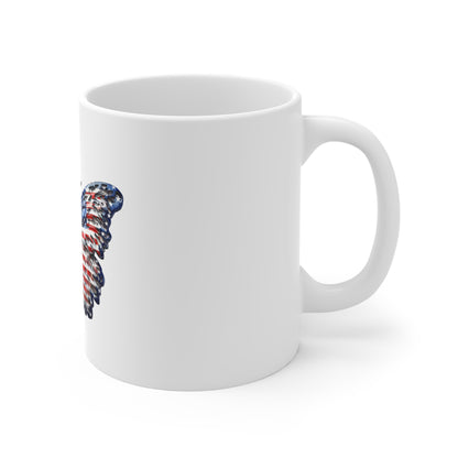 Distressed American Flag Butterfly Mug – Rustic Patriotic Butterfly Coffee Mug – Grunge USA Wing Design – Vintage Americana Gift Patriotic Butterfly Mug - American Flag 11oz Coffee Cup