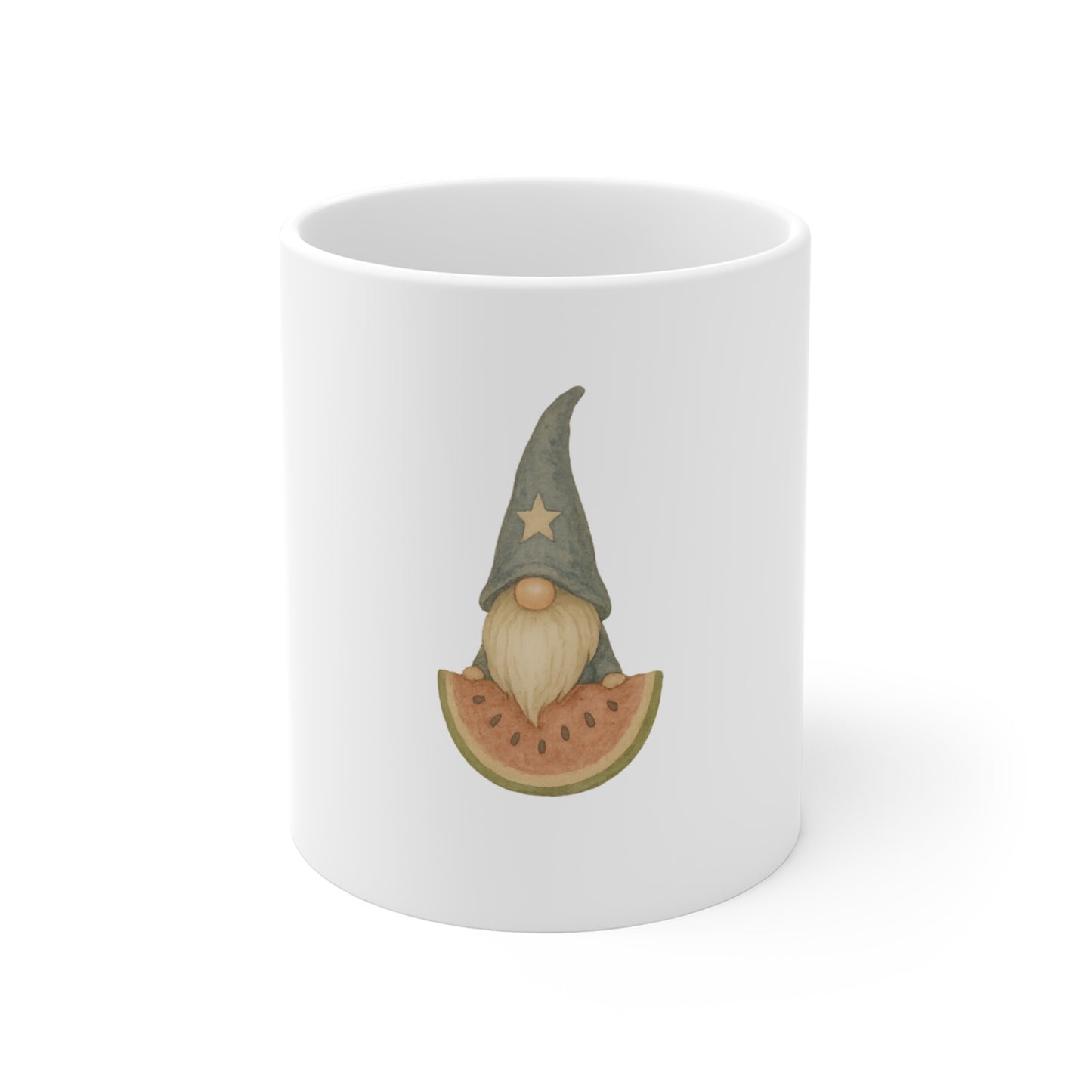 Patriotic Gnome Watermelon Mug – Summer Americana Gnome Mug – Cute 4th of July Watermelon Gnome – Cottage Style USA Mug 11oz