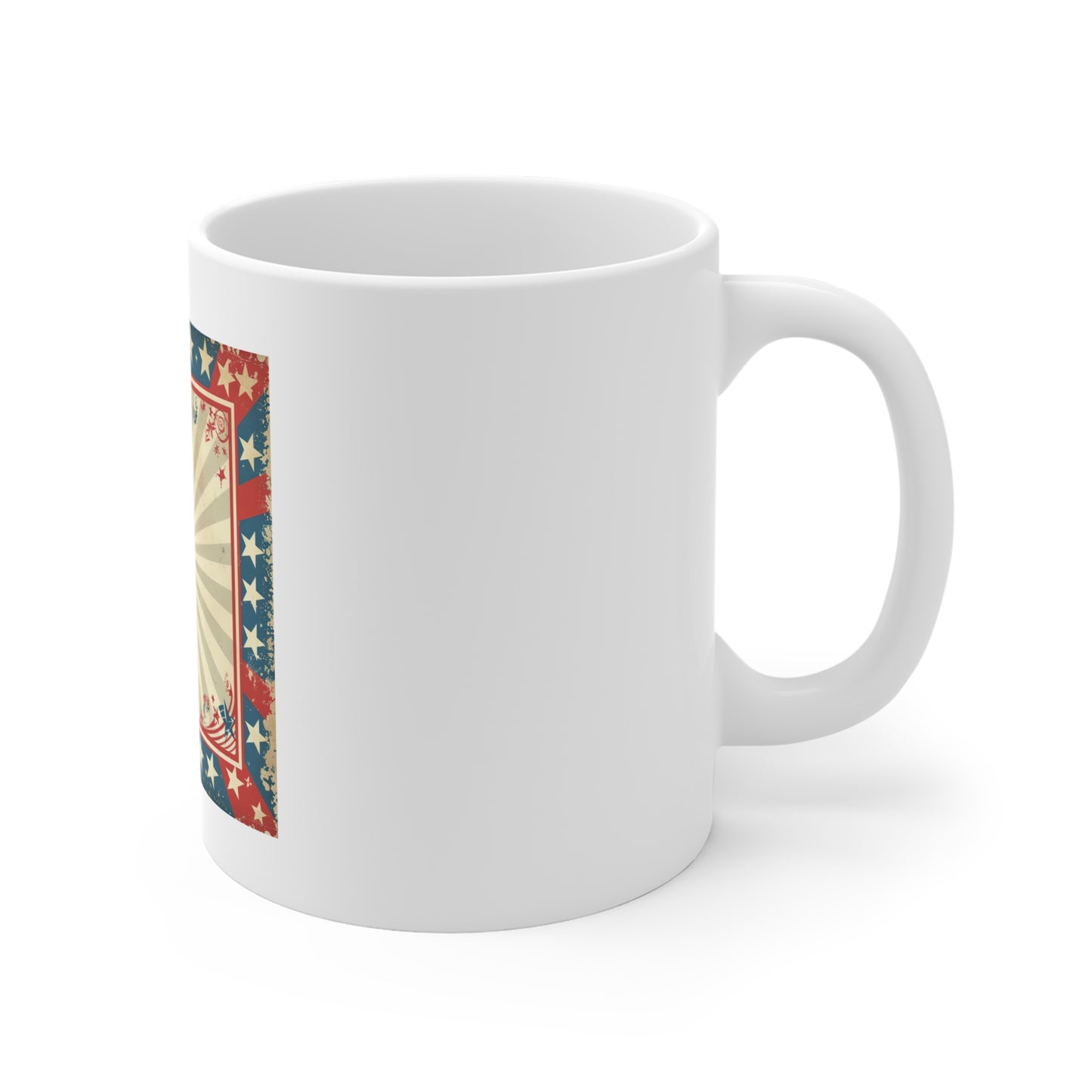 Vintage Americana Sunburst Coffee Mug – Retro Patriotic Star Frame Mug – Distressed USA Poster Style Cup – Classic American Heritage Gift Patriotic Retro Stars & Stripes Coffee Mug — Vintage Americana...