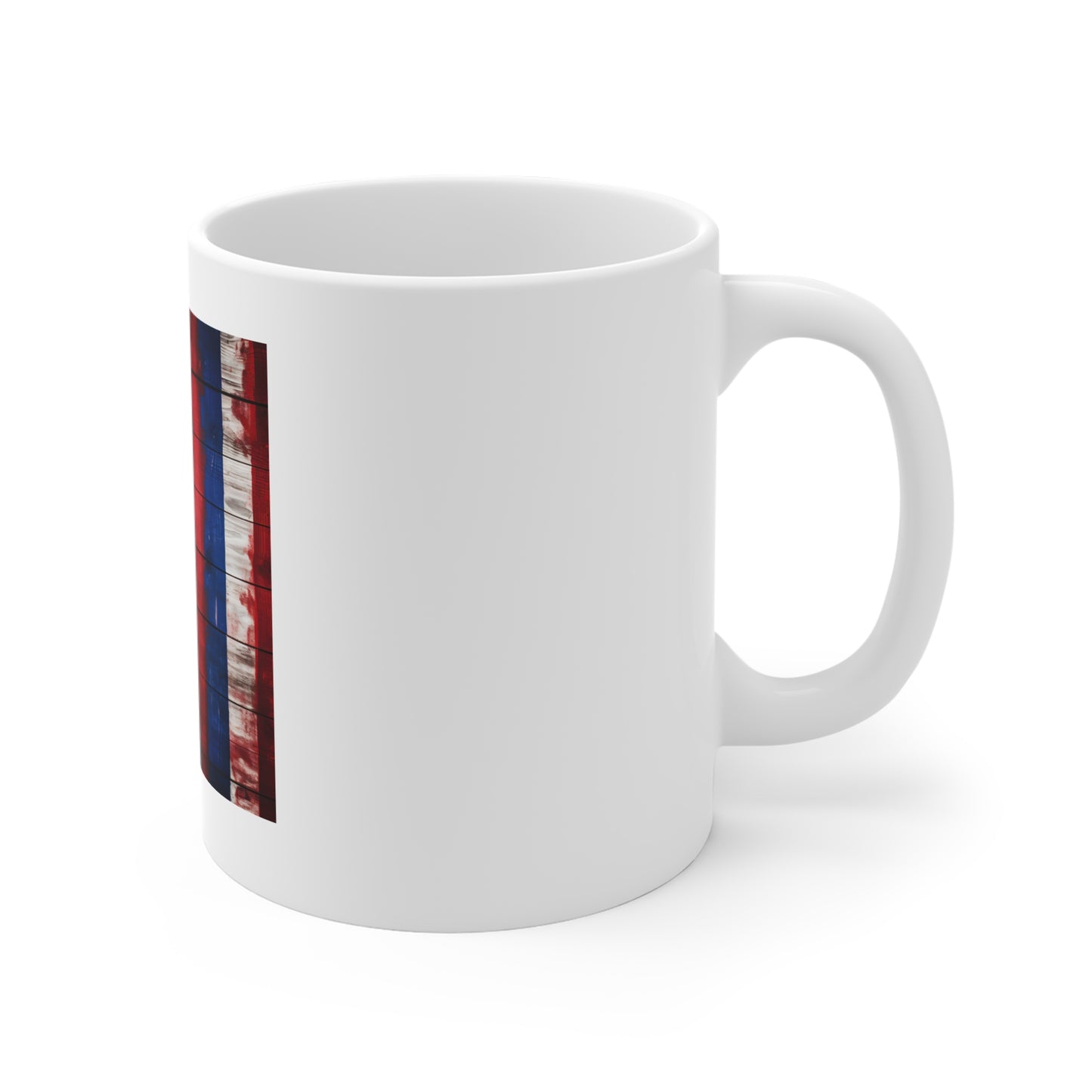 Modern Rustic American Flag Wood Coffee Mug – Bold Painted Wood Stripe Mug – Patriotic Wood Panel Cup – Contemporary Americana Gift Rustic American Flag Mug - Red White Blue Wood Plank 11oz Coffee Cup...