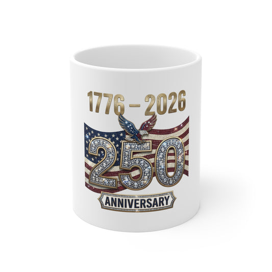 1776–2026 250th Anniversary USA Flag Eagle Coffee Mug
