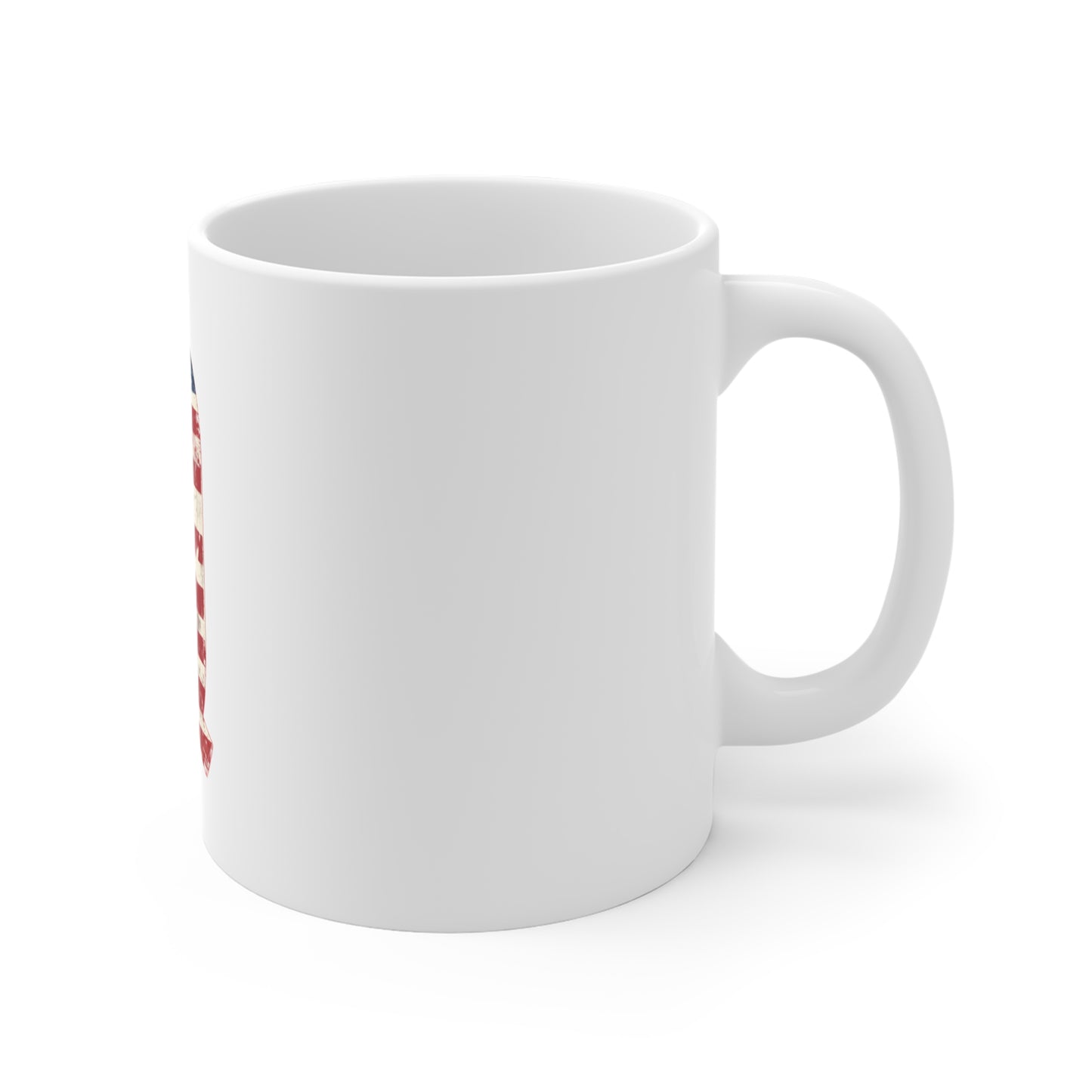 Patriotic Letter Q Coffee Mug – American Flag Initial Mug – Vintage USA Monogram Mug – Distressed Americana Alphabet Gift Mug 11oz
