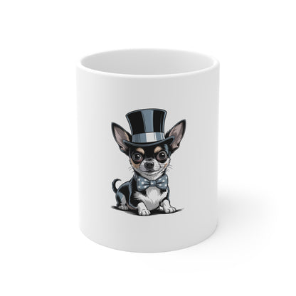 Chihuahua in Top Hat 11oz Coffee Mug — Cute Dressed-Up Dog Gift