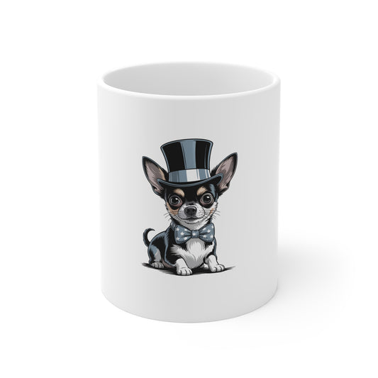 Chihuahua in Top Hat 11oz Coffee Mug — Cute Dressed-Up Dog Gift