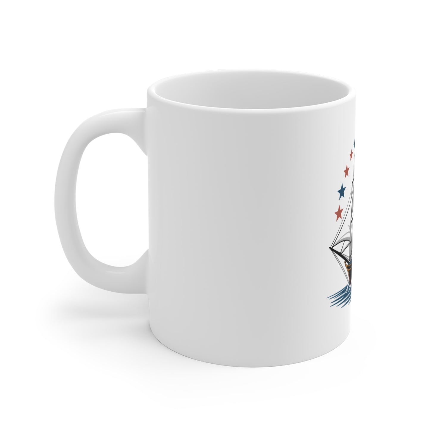 Sailing Ship Coffee Mug – Vintage Tall Ship Design with Stars (11oz)